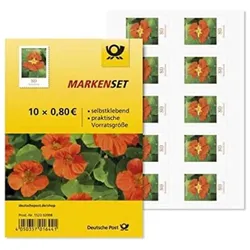 500 Stück Deutsche Post 0,80€ Briefmarken "Kapuzinerkresse" Selbstklebend