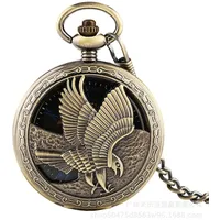 Aruie Taschenuhr, Adler, Gravur, hohl, Skelett, römische Ziffern, Blau, mechanisch, Vintage, Kette, Taschenuhr, Herren und Damen, Vintage