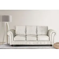 3-Sitzer HOME AFFAIRE "MENDITTE", beige (creme), B:225cm H:90cm T:93cm, 100% Polyester, Sofas, Knopfheftung im Armlehnbereich und an Vorderkante, hohe Qualität