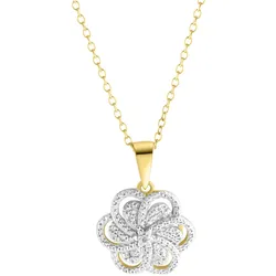 Kette mit Anhänger FIRETTI "Schmuck Geschenk, Blume / Knoten", silber (gelbgoldfarben, silberfarben), Halsketten, Damen, 0,02 ct, Silber 925 (Sterlingsilber)-Diamanten, L: 45cm B: 1mm, Silber 925 (Sterlingsilber), Diamanten, mit Diamanten, B:1mm