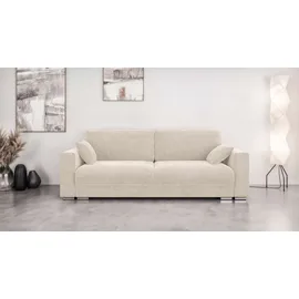 Home Affaire 3-Sitzer HOME AFFAIRE "Stevinson Schlafsofa mit Bettkasten, Maße B/H/T: 229/87/97 cm", beige (creme), B:229cm H:87cm T:97cm, 100% Polyester, Sofas, mit Wellenunterfederung, 2 Rückenkissen und 2 Zierkissen