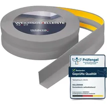 Holzbrink Weichsockelleiste selbstklebend PVC 32x23mm, 20 m Küchenleiste Arbeitsplatte Abschlussleiste selbstklebend für Badezimmer Farbe: Hellgrau