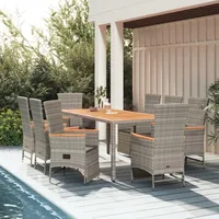 vidaXL Garten-Essgruppe 9-tlg. Grau