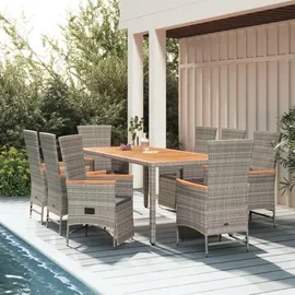vidaXL Garten-Essgruppe 9-tlg. Grau