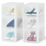 Iris Ohyama Schuhkartons aus Kunststoff, 9 l, 6er-Set, Schuhboxen stapelbar, Verschlussklammern – B32 x H18 cm, - Iris Ohyama Transparente Schuhaufbewahrungsboxen, für Größen bis 46, L32