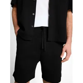 Tom Tailor DENIM Herren Relaxed Shorts mit Waffelstruktur, schwarz, Uni, Gr. M