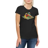 Urban Backwoods Print-Shirt Cube Meltdown Damen T-Shirt Zauberwürfel 80s Magic Speed Cubing Cuber (1-tlg) Speedcube Algorithm Cube Würfel schwarz XS