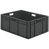 Certeo LA-KA-PE Transport-Stapelkasten B600xT400xH210 mm grau, geschlossen mit Griffloch