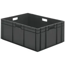 Certeo LA-KA-PE Transport-Stapelkasten B600xT400xH210 mm grau, geschlossen mit Griffloch