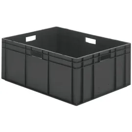 Certeo LA-KA-PE Transport-Stapelkasten B600xT400xH210 mm grau, geschlossen mit Griffloch