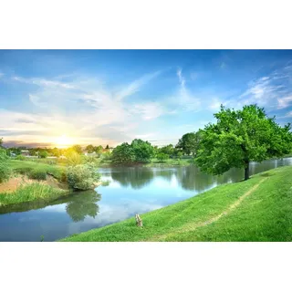 Papermoon Fototapete Fluss in Landschaft bunt 3,00 m x 2,23 m