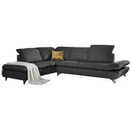 W.Schillig Eckcouch Leder 3-Sitzer Schwarz