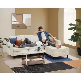 VASAGLE Modulares Sofa, L-förmiger Couch, 4-Sitzer, Schlafsofa mit Fußmodulen, tiefe Sitze - Weiß