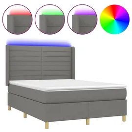 vidaXL Boxspringbett 140 x 200 cm Dunkelgrau