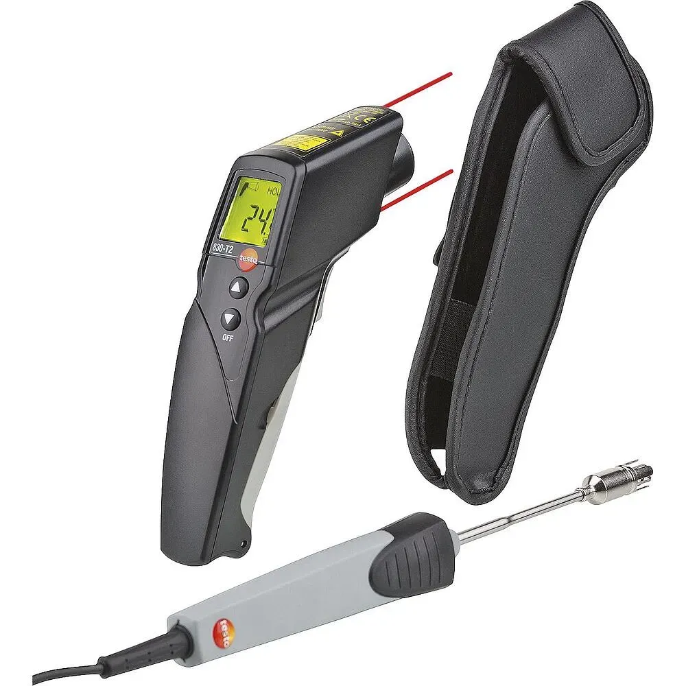 Infrarot-Thermometer Testo 830-T2 Set mit Oberflächenfühler & Lederschutztasche