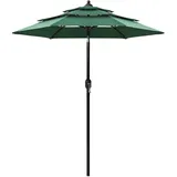 furnicato Sonnenschirm mit Aluminium-Mast 3-lagig Grün 2 m