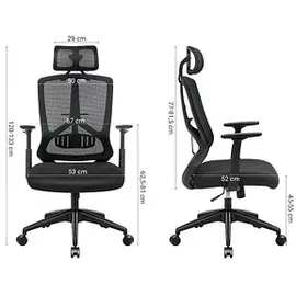 Songmics Bürostuhl, Verstellbare Lendenstütze schwarz,