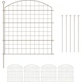 Relaxdays Teichzaun, 5 Zaunelemente, je HxB: 78 x 75 cm, Oberbogen, zum Stecken, Metall, Garten, Pool, Beetzaun, braun