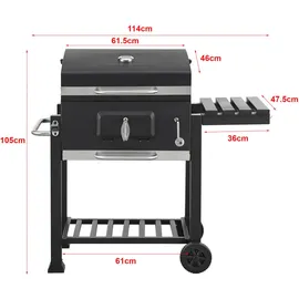 casa.pro Holzkohlegrill Arnad 105 x 114 x 47,5 cm Schwarz 