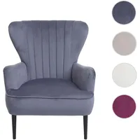 Mendler Lounge-Sessel HWC-K37 Samt 75 x 87 x 75 cm Grau mit Rollen