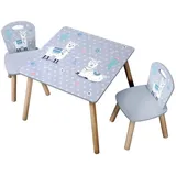KESPER Kindertisch mit 2 Stühlen 55 x 45 x 55 cm MDF grau