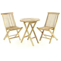 VCM 3-tlg. Balkonset Klappstuhl Tisch Teakholz Garten-Set Sitzgarnitur 60cm