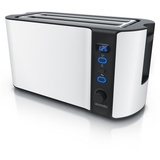 Arendo Toaster, 2 lange Schlitze, für 4 Scheiben, 1500 W, Langschlitz, Brötchenaufsatz, Wärmeisolierendes Gehäuse, Display weiß