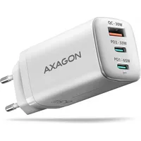 Axagon ACU-DPQ65W, GaN nabíječka do sítě , 3x port (USB-A + dual USB-C), PD3.0/QC4+/PPS/Apple (65 W, Power Delivery 3.0), USB Ladegerät, Weiss