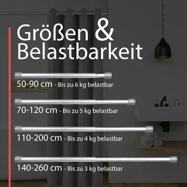 bomoe Duschvorhangstange Ohne Bohren 115-200cm Aluminium