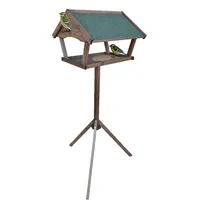 Relaxdays Vogelfutterhaus mit Ständer, 137 cm hoch, wetterfestes Dach,