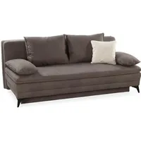 luma-home schönes für dein zuhause luma-home Dauerschlafsofa 202 cm breit, integrierter Kaltschaum-Topper, Wellenfederung, Bettkasten, Schlaffunktion Liegefläche 158x199 cm, Microfaser in Braun Textil, 2-Sitzer, Füllung: Polyetherschaumkern, einzeln stellbar,Rechteckig, 202x90x105