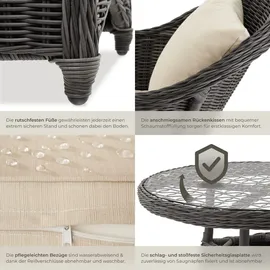 Tectake Aluminium Rattan Set Zürich 3-tlg. natur