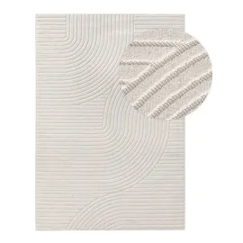 benuta Pop In- & Outdoor Teppich Mars - Creme 280x380 cm - Abstrakter Relief Wohnzimmerteppich - Leicht zu Reinigen - Strapazierfähig - Für Fußbodenheizung Geeignet