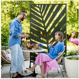 Outsunny Garten-Paravent 122 x 45 x 198 cm Schwarz Stahl 1 St.