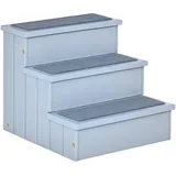 PawHut Hundetreppe 3 Stufen Mit Stauraum für Mittelgroße Hunde 38 cm Grau