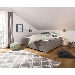 Boxbett INOSIGN "Alexis", braun (hellbraun), B:160cm L:220cm, Struktur fein (100% Polyester), Komplettbetten, ohne Kopfteil - ideal für Räume mit Dachschrägen; in 4 Breiten