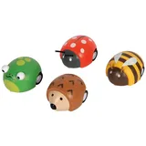 Small Foot Company small Foot Rückziehtiere Kleine Freunde, 12 Mini-Fahrzeuge aus Holz im farbenfrohen Tierdesign, praktisches Display, für Kinder ab 12 Monaten, 12717