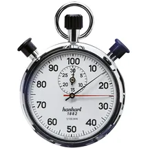 Hanhart Stoppuhr Messber. 1/100 Min. mechanisch verchr. Gehäuse