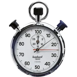Hanhart Stoppuhr Messber. 1/100 Min. mechanisch verchr. Gehäuse