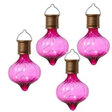 MARELIDA LED Solar Glühbirnen Kugelleuchte für Garten Terrasse Balkon pink
