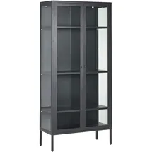 Beliani Vitrine mit Glastüren Harty Metall 80 cm schwarz