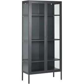Beliani Vitrine mit Glastüren Harty Metall 80 cm schwarz