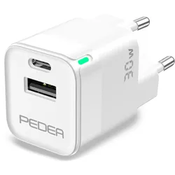 PEDEA 30W USB-C PD Schnellladegerät - 2-Ports Mehrfach Handy-Ladegerät mit USB-C und USB-A, weiß