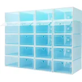 Schuhboxen - 20er-Set - Stapelbar - Kunststoff - Mit Deckel - Für Sneaker, Sportschuhe und High Heels - Transparent
