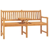 vidaXL Teak Massiv Gartenbank 3-Sitzer mit Tisch Klapptisch Sitzbank Parkbank Holzbank Massivholzbank Bank Gartenmöbel Terrassenbank Balkonbank 150cm