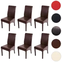 MCW 6er-Set Esszimmerstuhl Cesena ~ Leder, braun, dunkle Füße