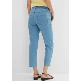 bonprix Straight-Jeans BONPRIX, Damen, Gr. 46, N-Gr, weiß, hellblau denim, Denim/Jeans, Obermaterial: 82% Baumwolle, 17% Polyester, 1% Elasthan, regular fit, Jeans Straight-Jeans, gerades Bein, mit erhöhtem Gummibund, in Stretch-Qualität