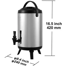 Vevor Heiß- und Kaltgetränkespender Getränkespender 7,6 L, Edelstahl Heiß- und Kaltwasserbrunnen Getränkespender mit Zapfen & Tragegriff für Kaffee, Wasser, Saft Isolierkanne für Cafés, Bars