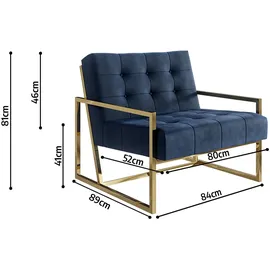 s-style möbel Loungesessel Tampa Samtstoff 0 x 0 x 0 cm Blau