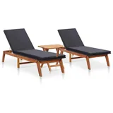 vidaXL Sonnenliege 2 Stk mit Tisch 3054501  schwarz
